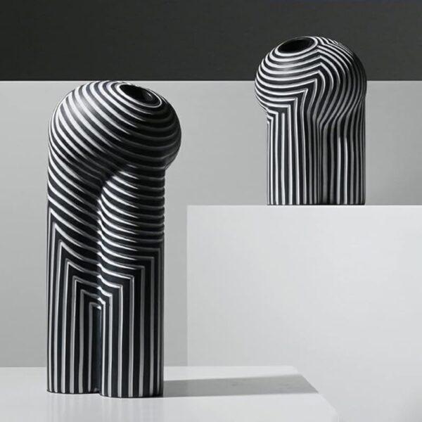 Vases À Rayures Blanc/Noir