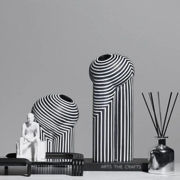 Vases À Rayures Blanc/Noir – Image 2