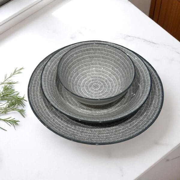 Assiettes Motif Rayé (Ensemble De 3)