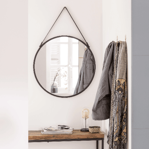 Miroir Avec Ceinture En Cuir 41cm