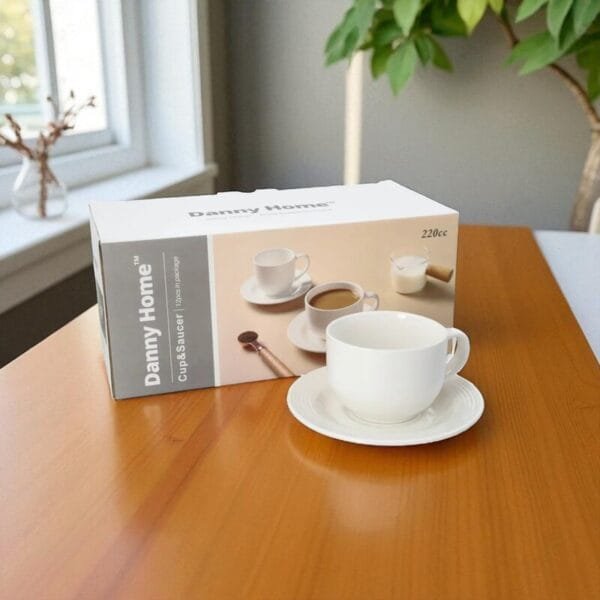 Lot De 6 Tasses à Café Arrondies + Sous-Tasses 220ml