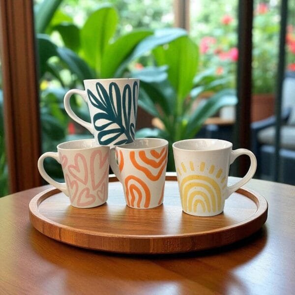 Tasses À Motifs Colorés 400ml (Lot De 4)