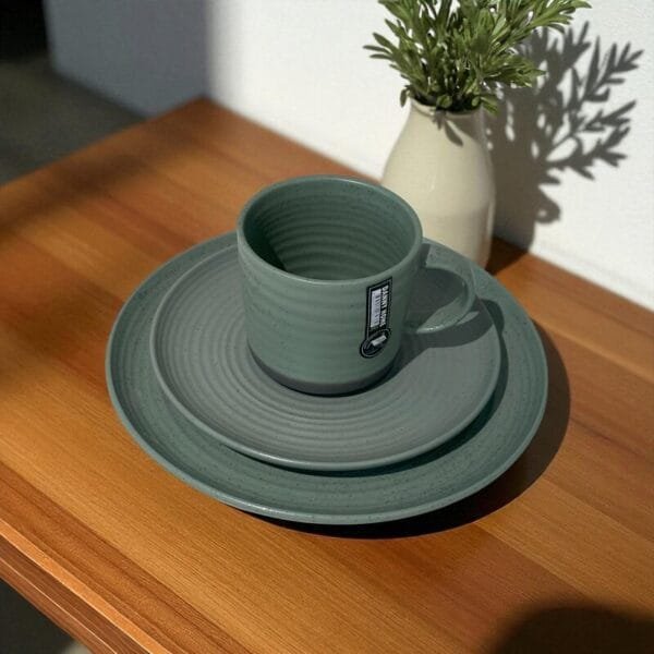 Assiettes Motif Moucheté Vert Sauge (Ensemble De 3)