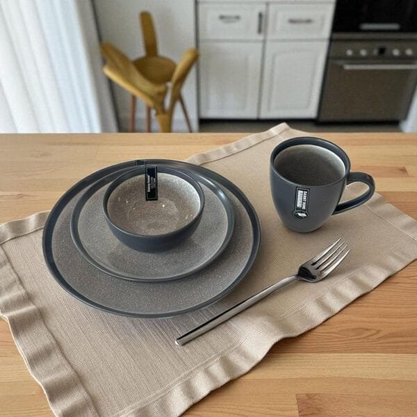 Assiettes Motif Moucheté Noir/Gris (Ensemble De 4)