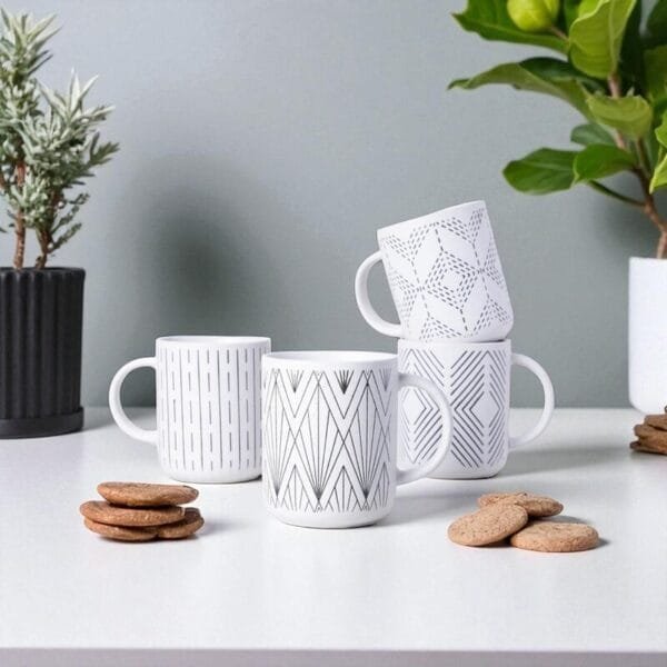Lot De 4 Tasses À Motifs Géométriques 450ml